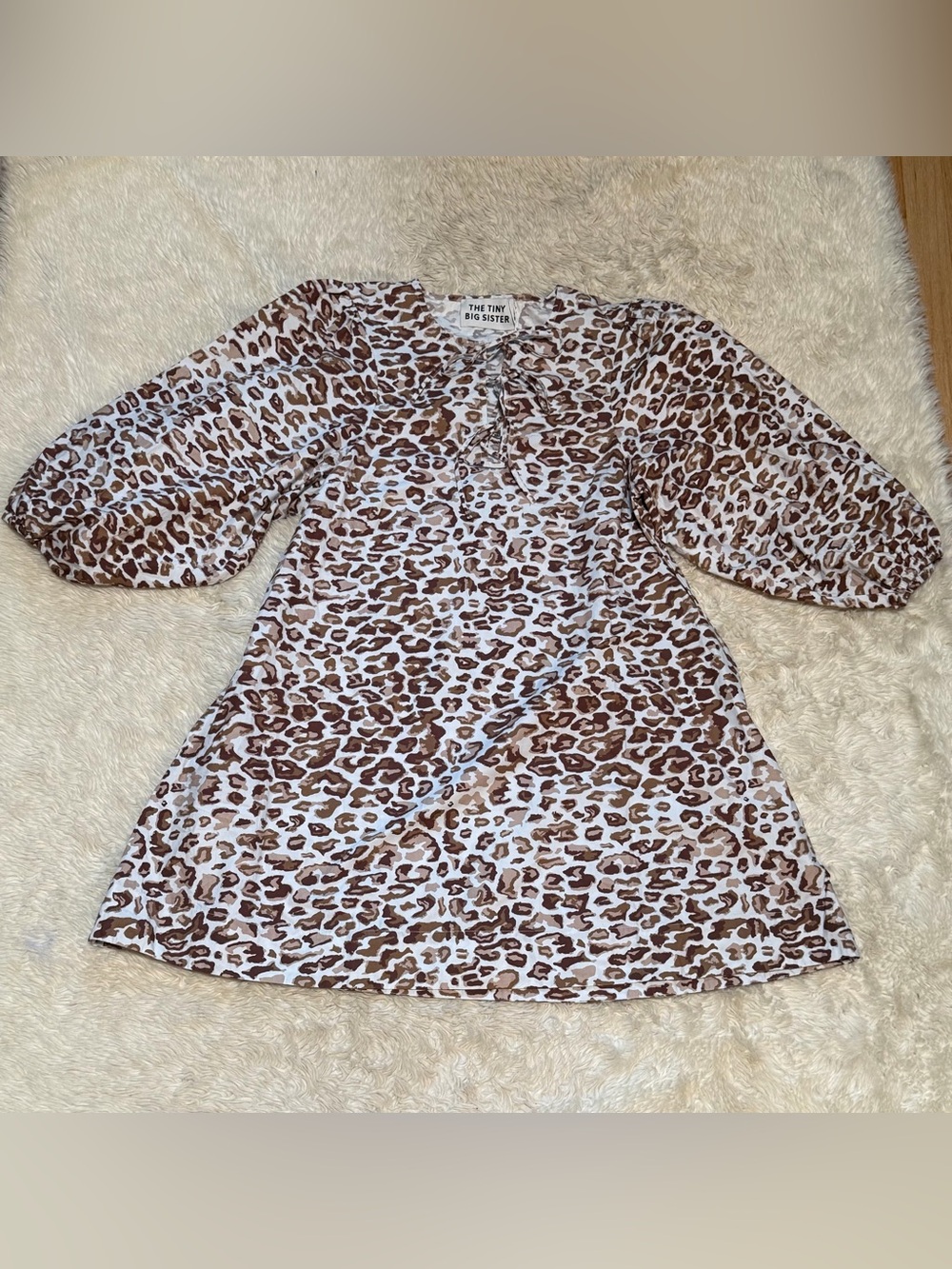 NWT The Tiny Big Sister Animal Print Puff Sleeve Dress - Size US 10